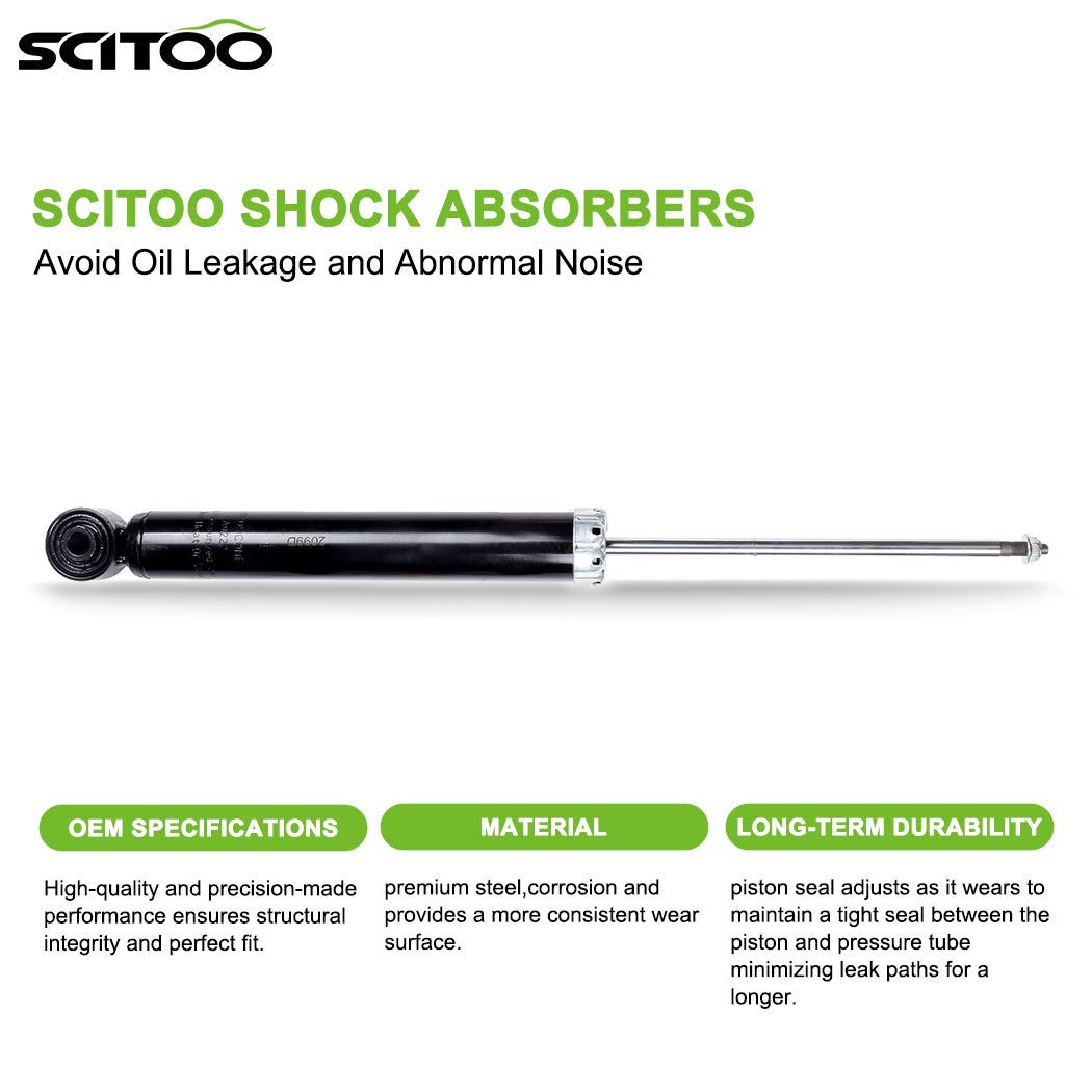 SCITOO 2Pcs Rear Shock Absorbers Struts Replacement for 2009-2013 Volkswagen CC, 2008 VW R32, 2006-2009 VW Rabbit - 344459 - Smooth Ride & Enhanced Stability for Daily Commuting & Road Trips