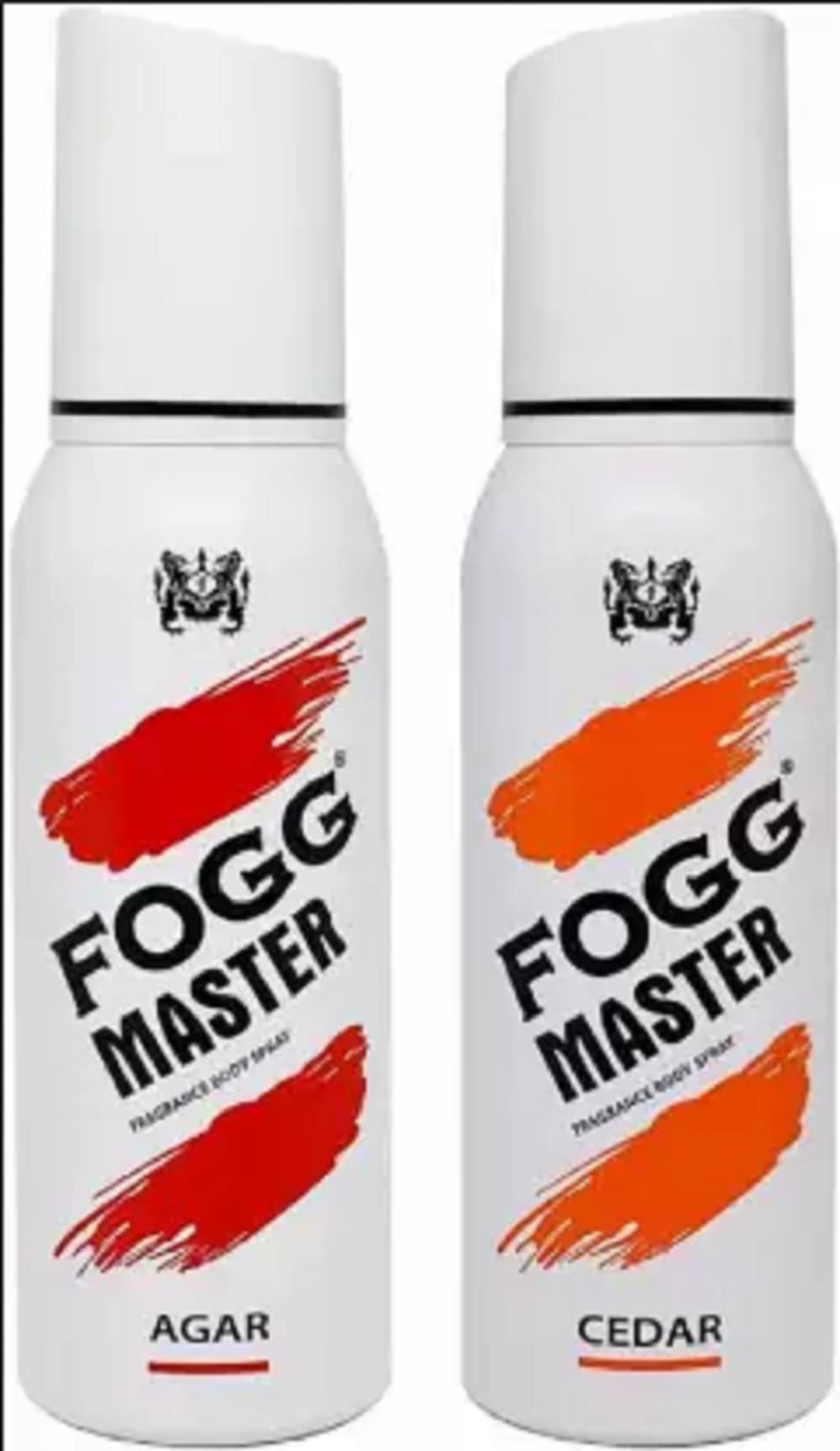 FOGG Master Cedar & Agar Fragrance Body Spray Deodorant for Men & Women - 240ml (Pack of 2) | Long-Lasting Freshness for Gym, Office & Daily Use