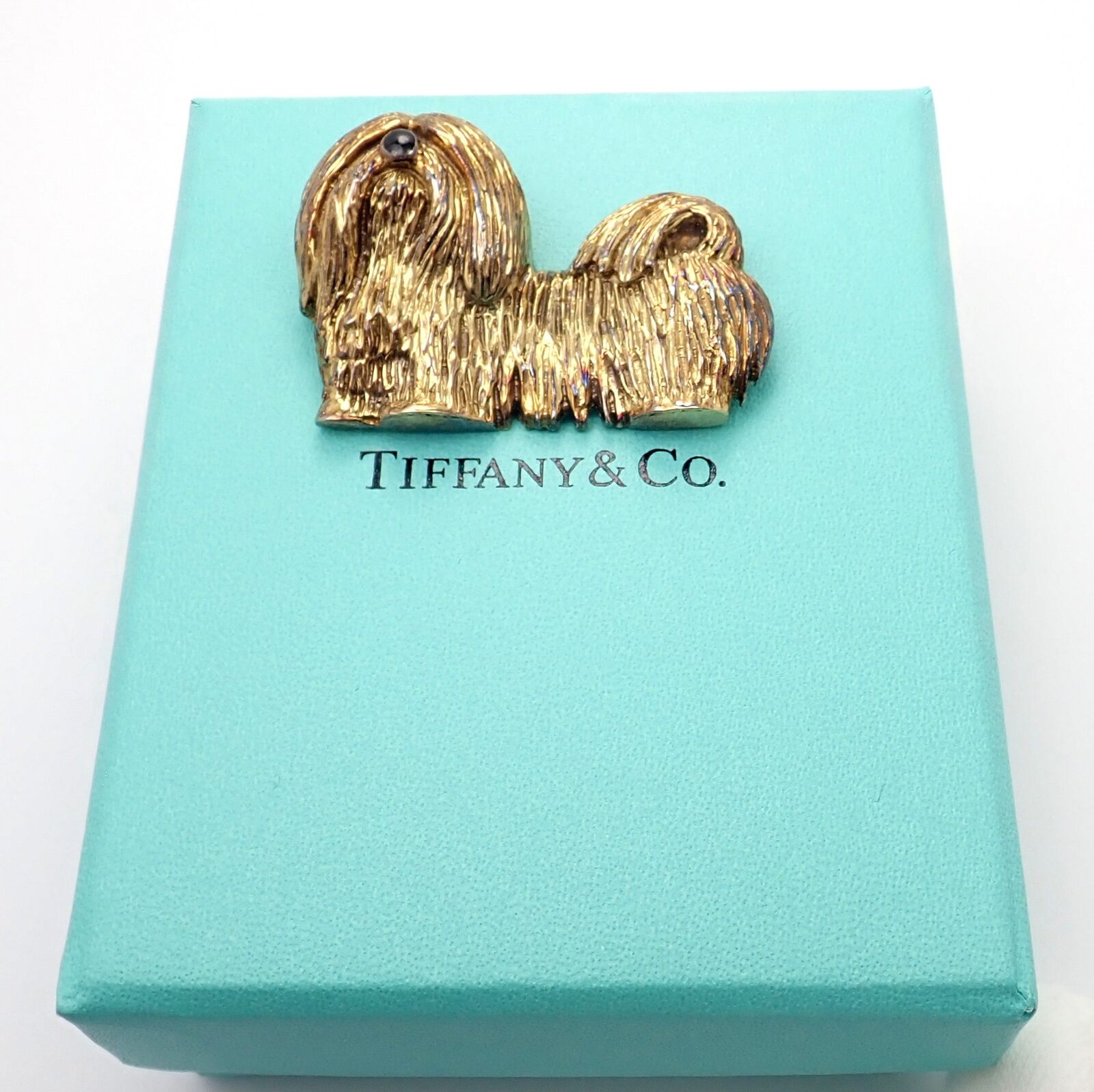 Vintage Tiffany & Co 14k Yellow Gold Enamel Shih Tzu Dog Brooch Pin - 1960s Collectible Jewelry for Women | Perfect for Vintage Fashion, Gift Giving & Special Occasions