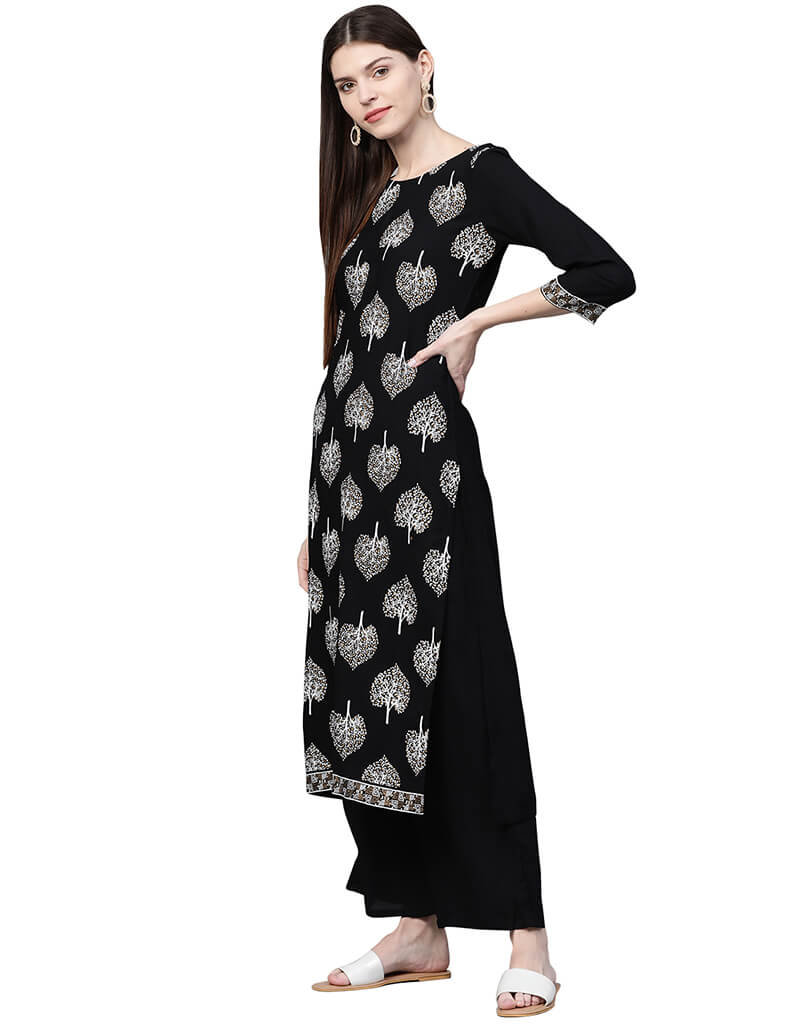 Black Cotton Palazzo Straight Pants for Women - Comfortable Wide Leg Trousers for Casual, Office & Travel Wear