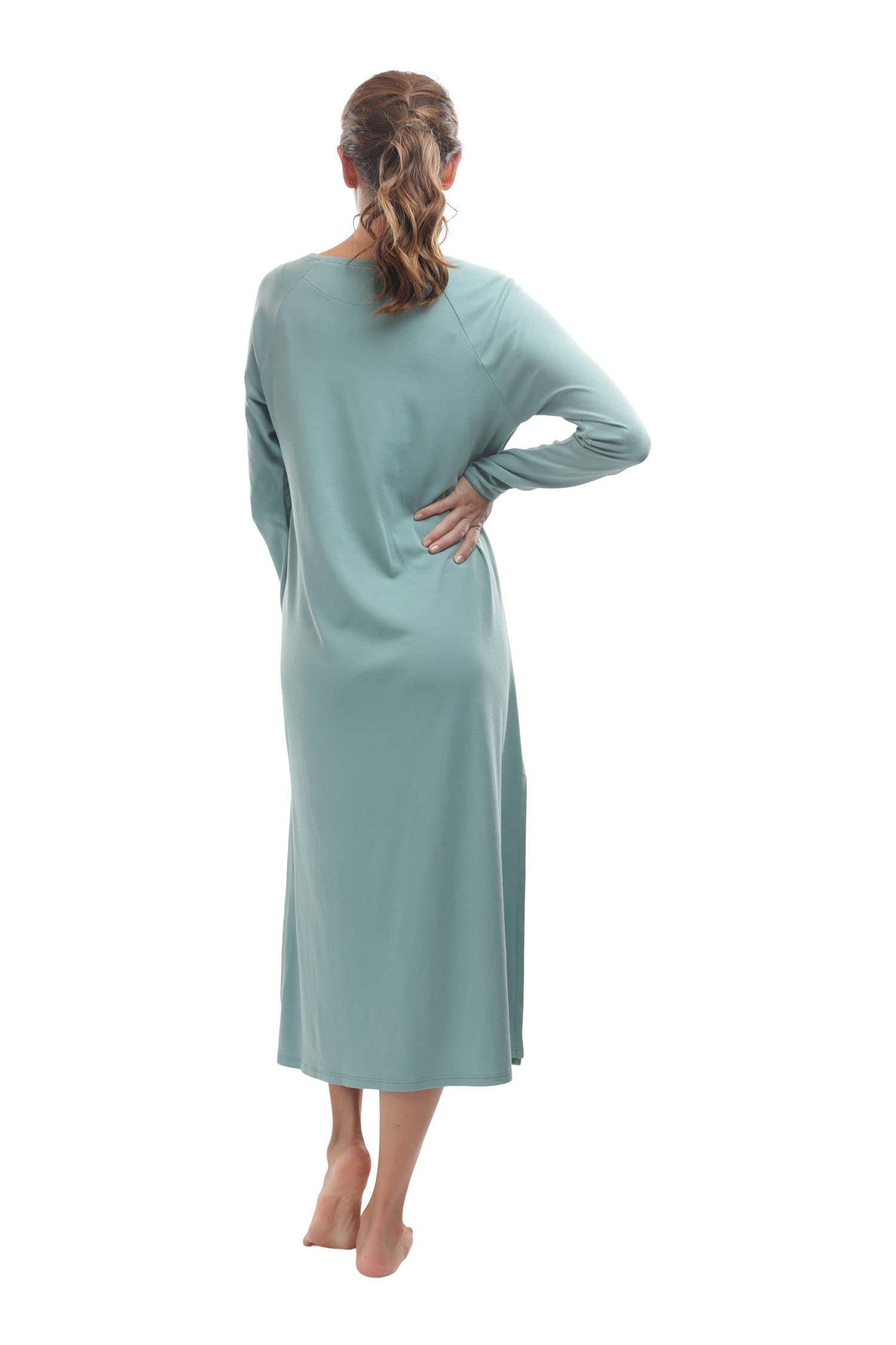 Premium Soft Pima Cotton Women's Nightgown - Long Sleeve Comfort Sleepwear for Relaxing at Home & Cozy Winter Nights
