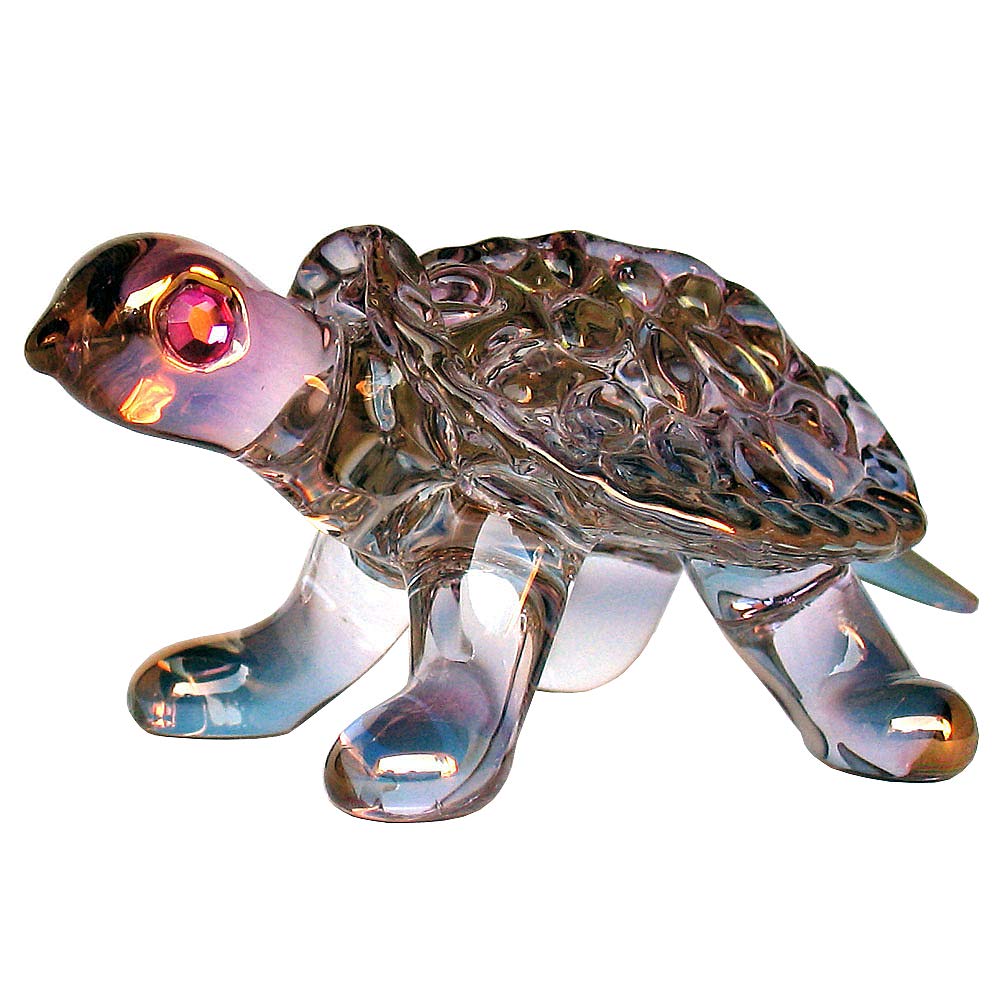 Hand Blown Glass Turtle Tortoise Figurine - Unique Handmade Glass Art Sculpture for Home Decor, Gift & Collection | Perfect for Living Room, Office Desk, Bookshelf Display