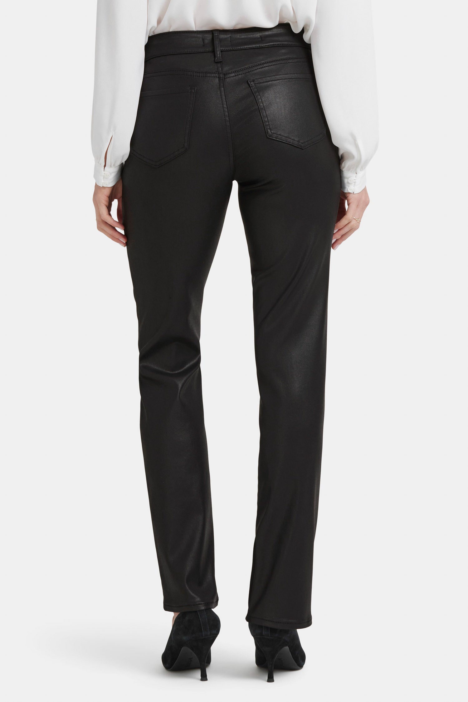 Black Coated Marilyn Straight Petite Jeans for Women - Stylish & Comfortable Skinny Pants for Casual Wear, Office & Night Out