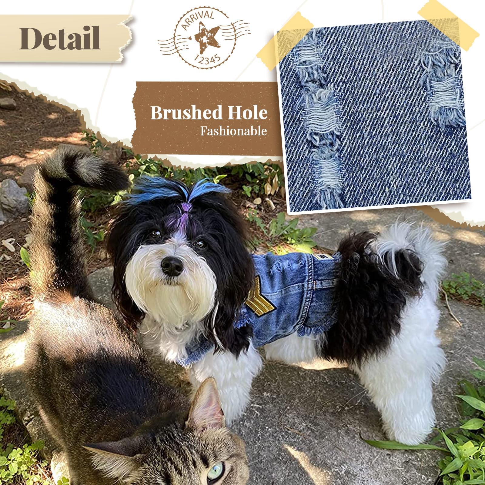 Stylish Blue Denim Dog Jacket for Small & Medium Dogs - Pet Clothes for Shih Tzu, Chihuahua, Yorkie & Teacup Breeds - Puppy Vest for Boys & Girls - Perfect for Outdoor Walks, Pet Parties & Photo Shoots