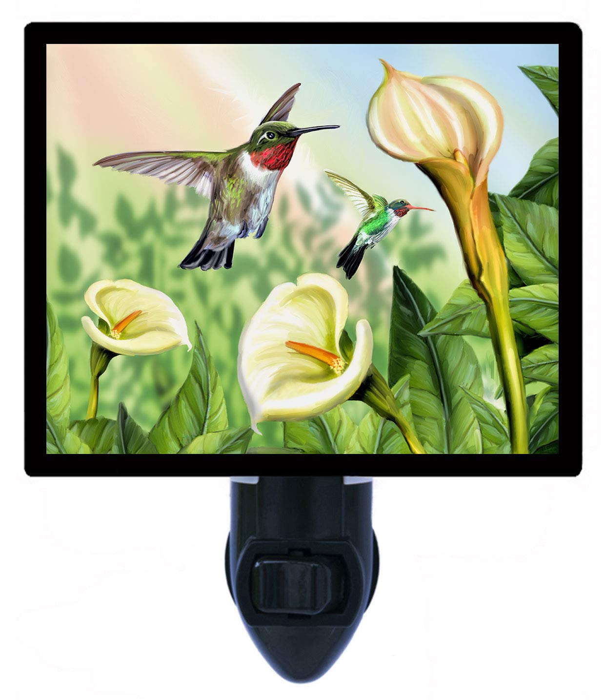 Lily and Hummingbird Night Light - Floral Garden Decor with Lilies & Birds - Perfect for Bedroom, Nursery, or Outdoor Patio Lighting