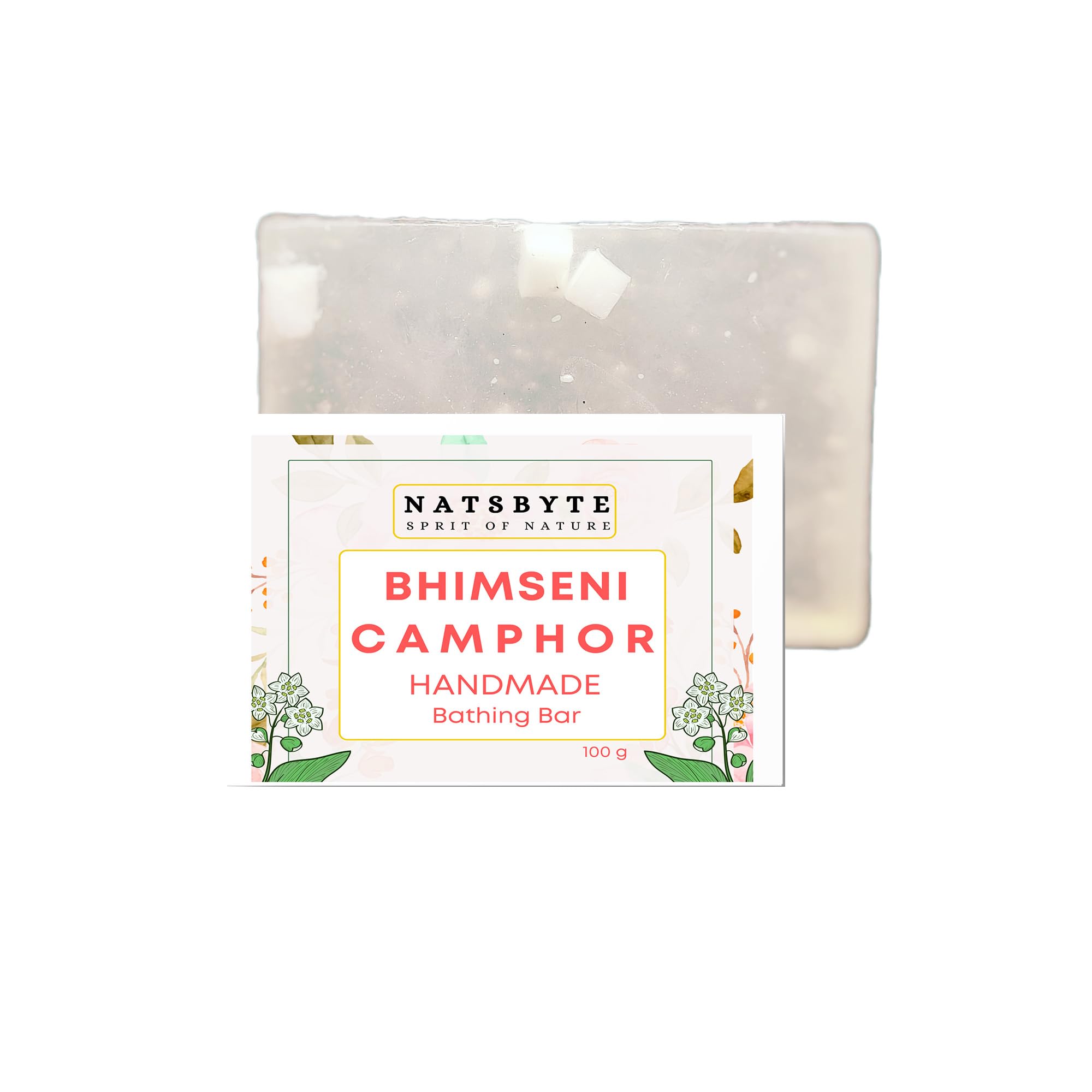 NATSBYTE Organic Camphor Bath Soap - 100% Natural Handmade Chemical-Free Soap for Men & Women (3-Pack) | Gentle Cleansing for Sensitive Skin, Relaxing Aromatherapy Bath & Spa Experience