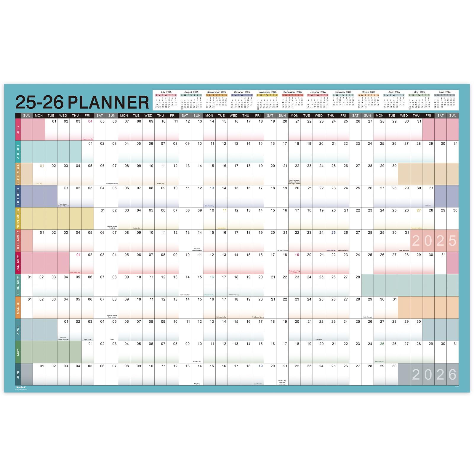 2025-2026 Large Wall Calendar with Julian Dates | 23.1