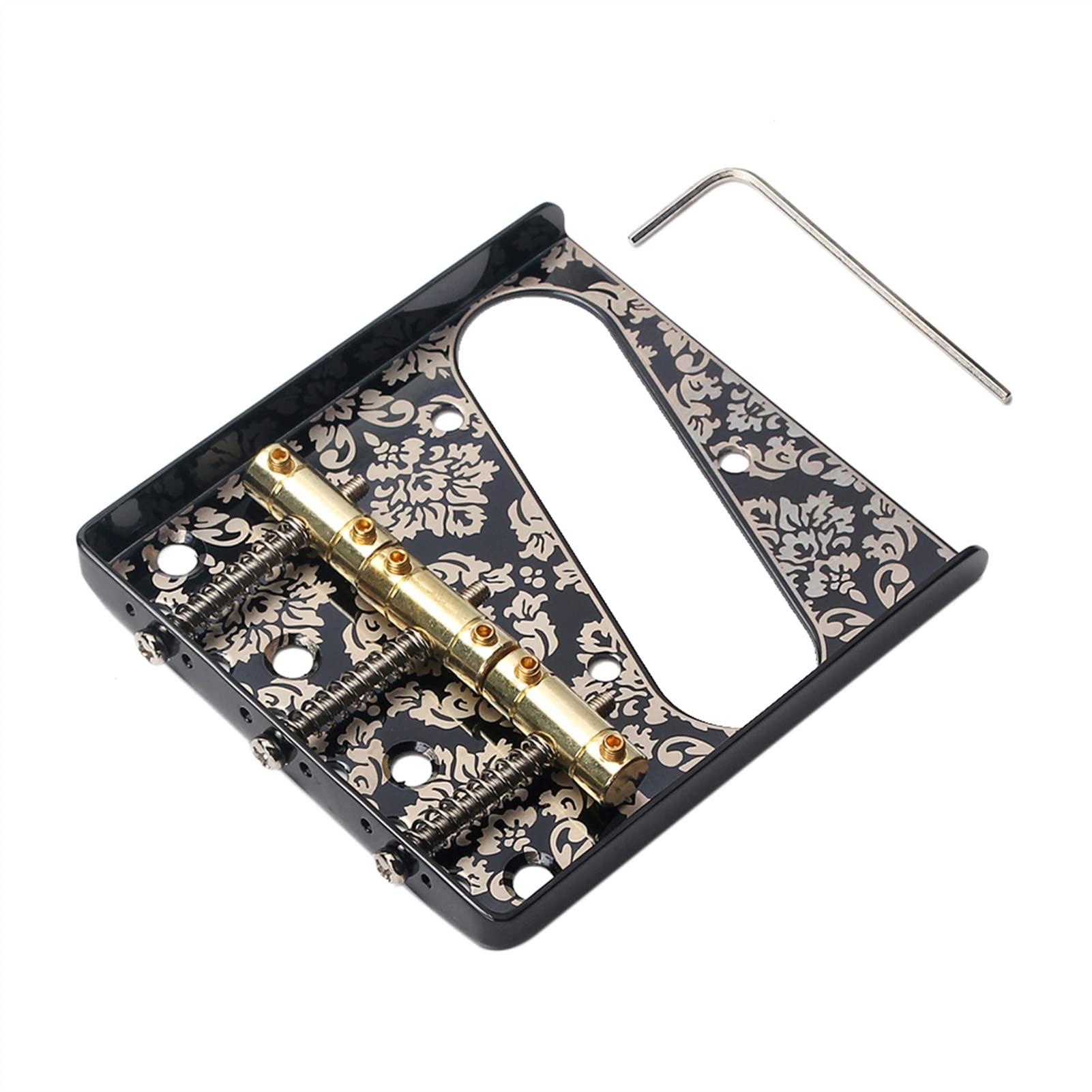 6-Piece Black Electric Guitar Bridge Saddles Ashtray Tailpiece Replacement Set - Perfect for DIY Guitar Repair & Upgrades