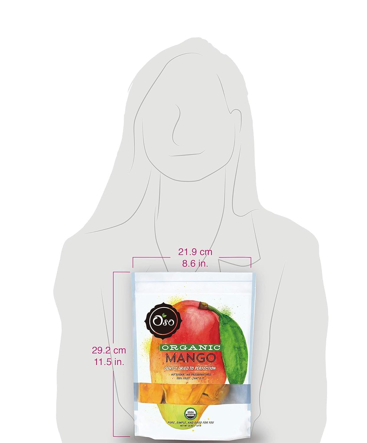 Organic Dried Mango Slices by Oso Snacks | Premium Quality, No Added Sugar, No Preservatives | Large Chunks, 26oz Bag | Healthy Snack for Kids, Hiking & Office