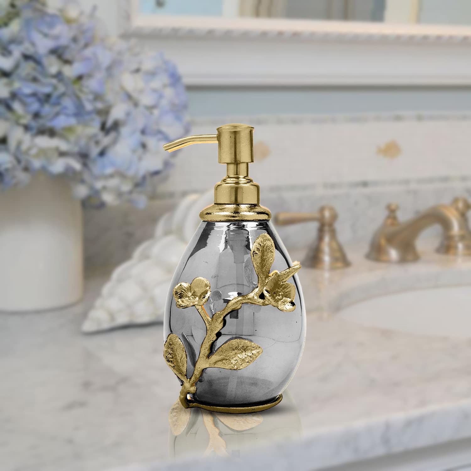 Premium Black & Gold Soap Dispenser - Refillable Liquid Soap and Lotion Pump for Kitchen, Bathroom Decor | Elegant Home Accessories | Perfect for Modern Farmhouse, Spa, and Luxury Bathroom Decor - The Milli Collection