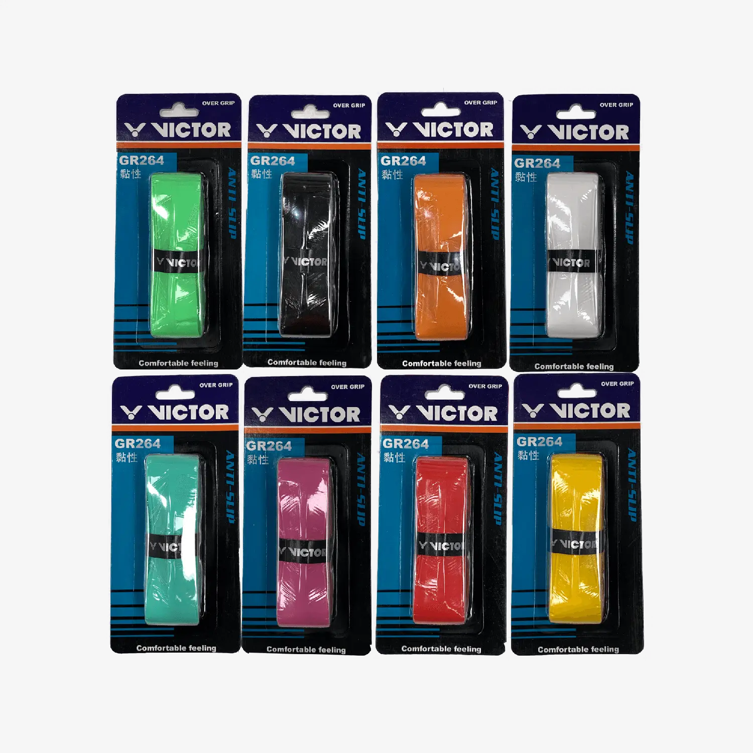 Victor GR264A Anti-Slip Overgrip - 12 Pack Tennis Badminton Squash Racket Grip Tape - Enhanced Sweat Absorption & Superior Traction for Sports Performance