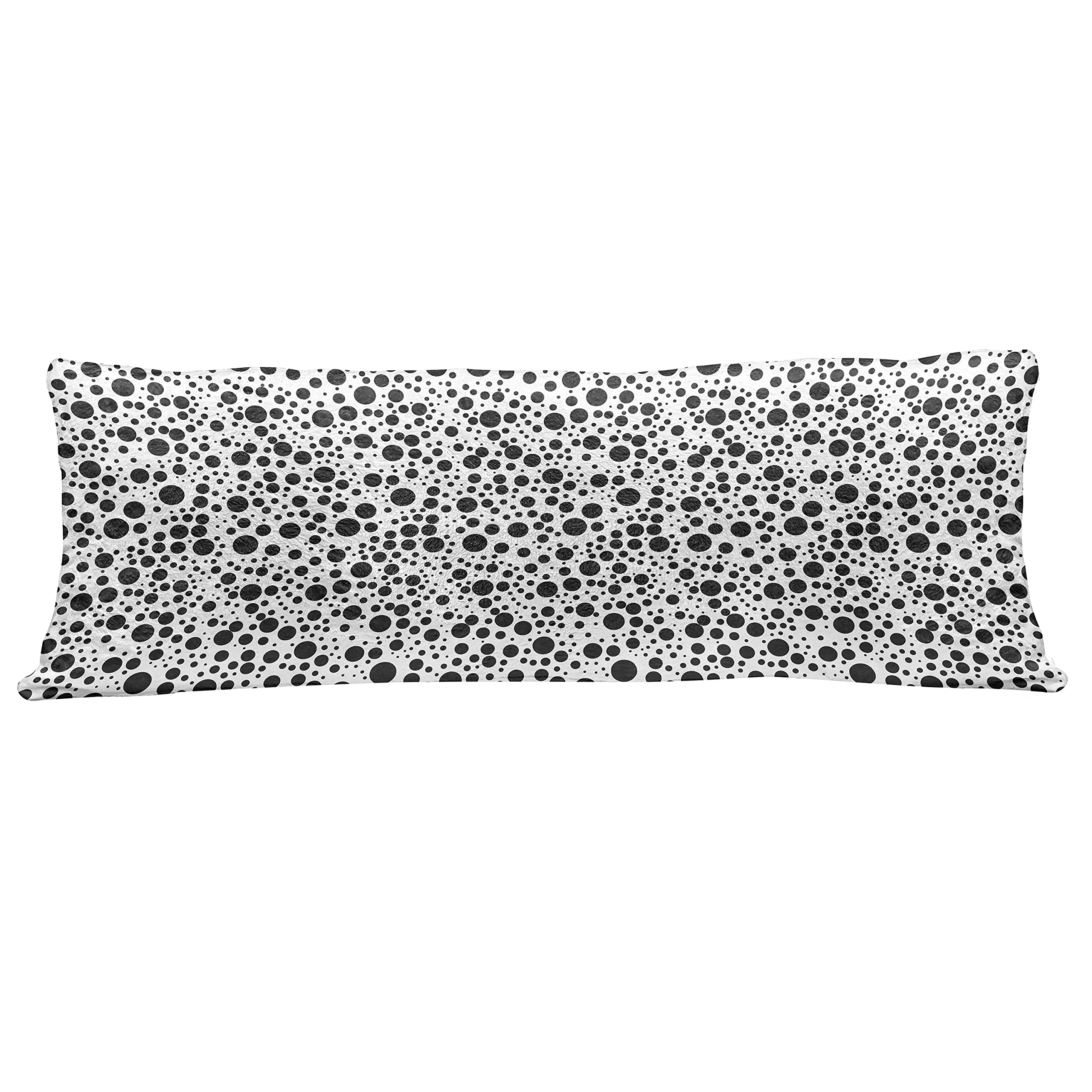 Ambesonne Black and White Fluffy Body Pillow Cover with Zipper - Modern Dots & Bubbles Pattern - 20x55 Inches - Soft Accent Pillowcase for Bed, Sofa & Dorm Decor