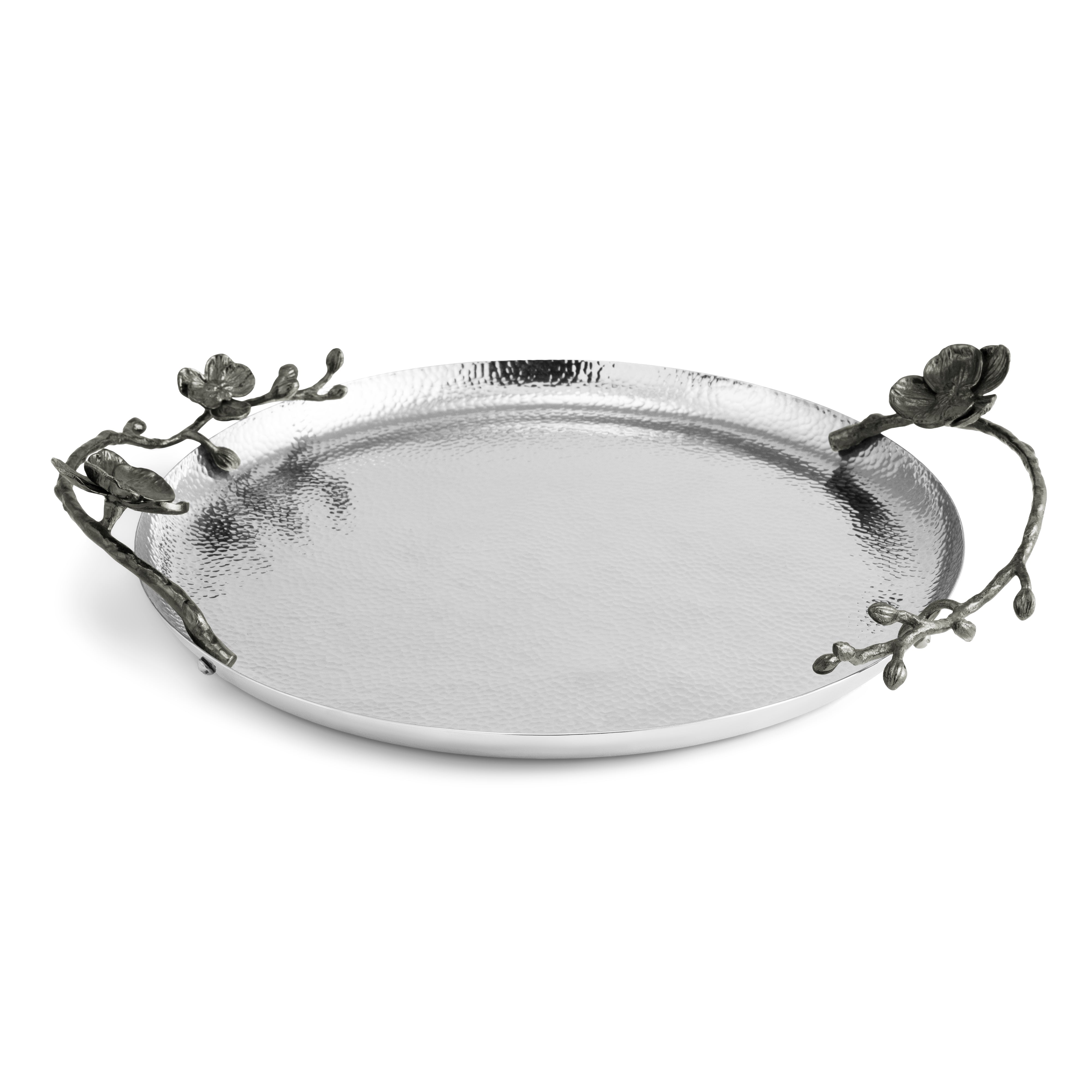 Black Orchid Round Tray - Decorative Serving Tray for Coffee Table, Dining Table, and Vanity | Perfect for Entertaining, Home Decor, and Gift Giving