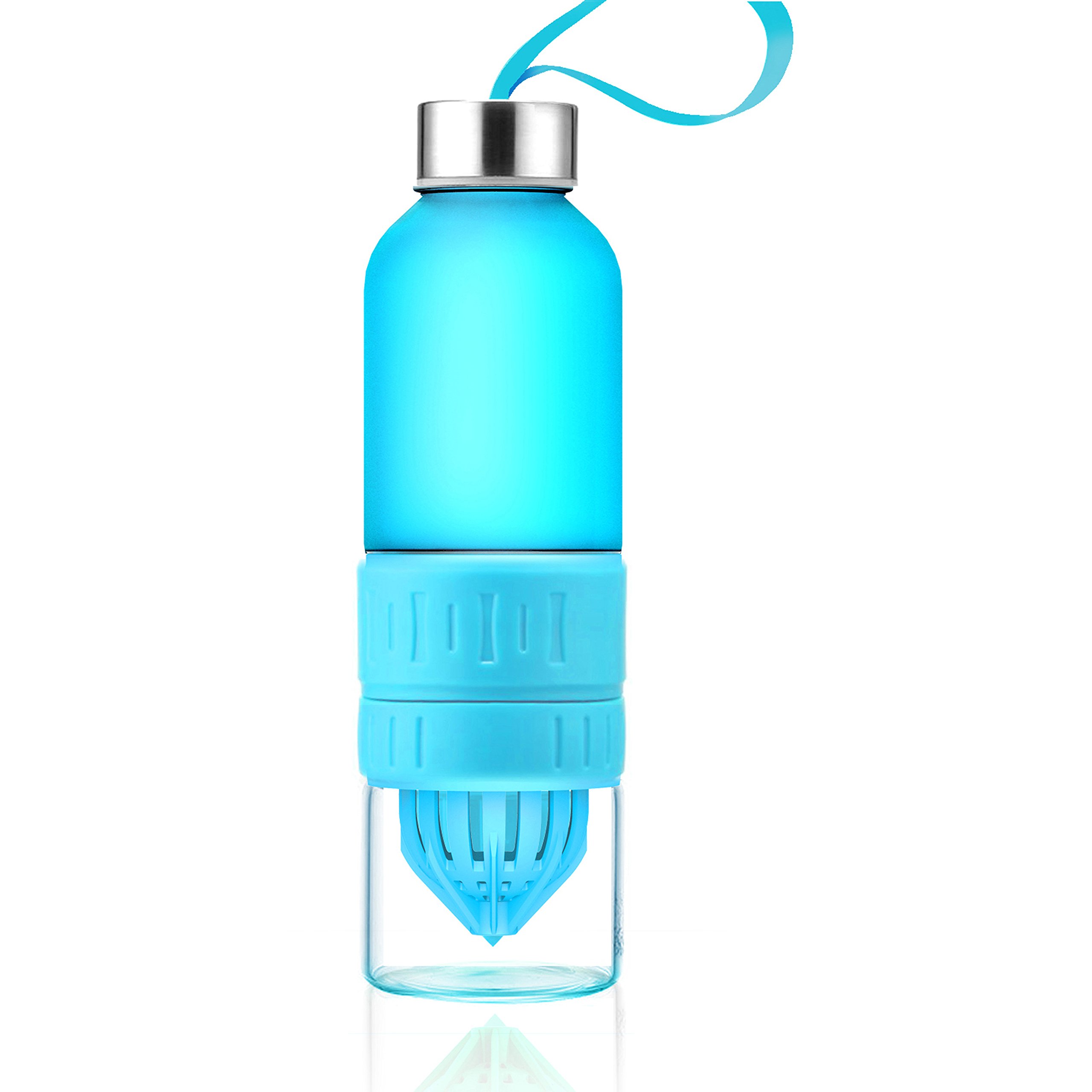 20oz Twist-N-Go Portable Blender Bottle - Blue Reusable Sports Water Bottle with Fruit Blender for Smoothies, Shakes & Protein Drinks - Perfect for Gym, Workouts, Office & Outdoor Activities