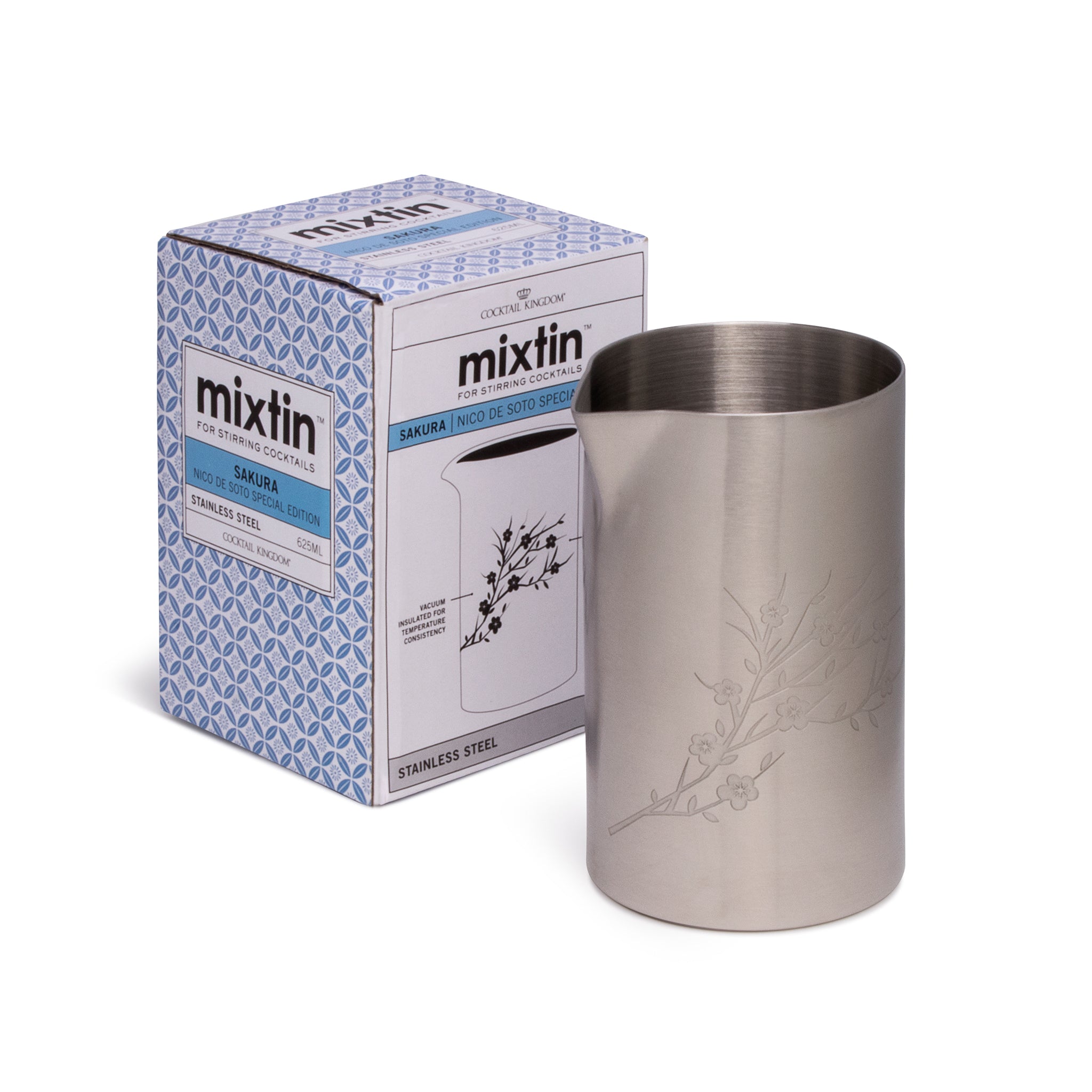 MIXTIN™ 21oz (625ml) Cocktail Shaker Tin - Premium Stainless Steel Bar Mixing Cup with Sakura Design for Bartenders & Home Use | Perfect for Mixing, Shaking & Serving Cocktails