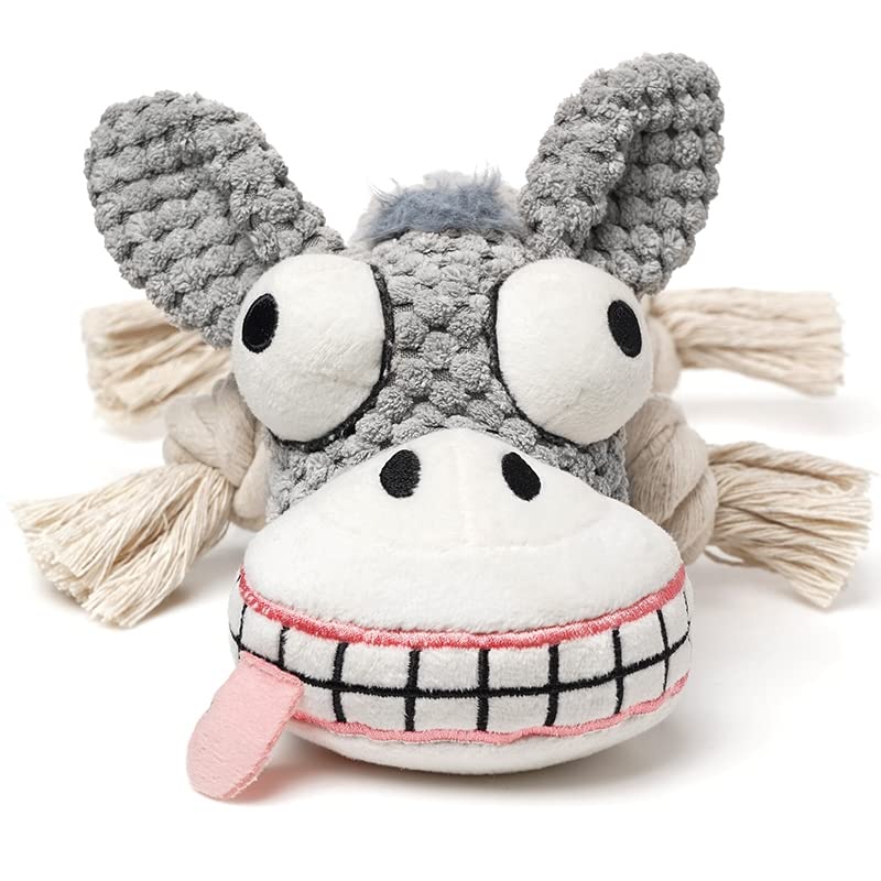 Interactive Dog Toys for Puppies - Teething, Squeaky & Chew Toys with Cotton & Crinkle Paper - Tug of War Stuffed Animal Toy for Small, Medium & Large Dogs (Donkey Design) - Perfect for Playtime, Training & Dental Health
