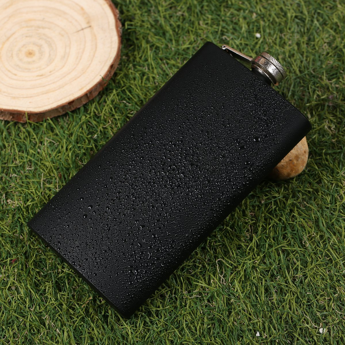 12 oz Matte Black Stainless Steel Whiskey Hip Flask with Funnel - Leak Proof & Durable for Outdoor, Travel & Gifts - Portable Pocket Liquor Flask in Gift Box