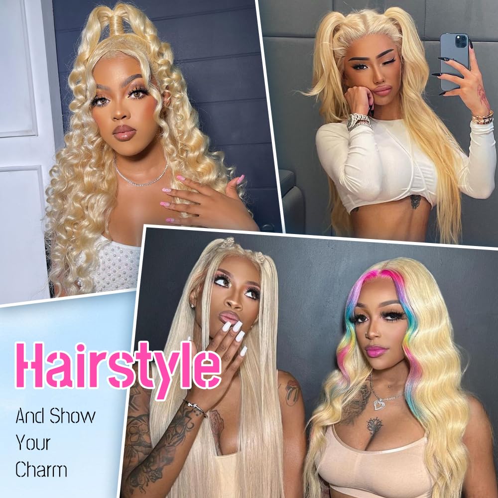 30 Inch 613 Blonde Human Hair Lace Front Wig - 13x6 HD Lace Frontal, 200% Density, Pre-Plucked Body Wave, Glueless Design for Daily Wear & Special Occasions
