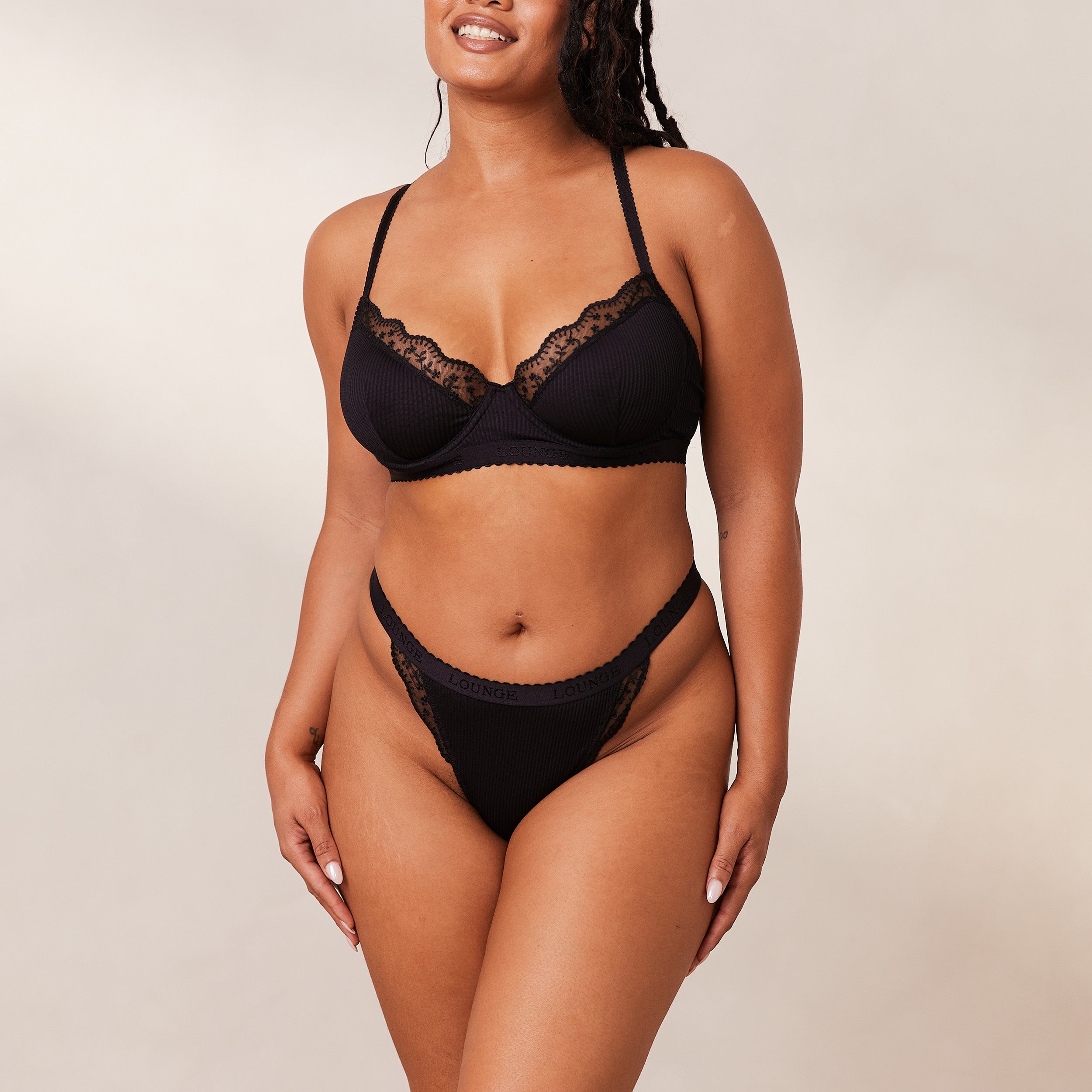 Ribbed Balcony Bra - Black Lace Underwire Push Up Bra for Women | Perfect for Everyday Wear, Date Nights & Special Occasions