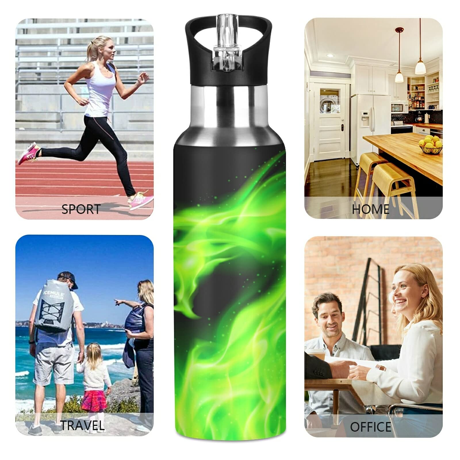 XIGUA 22oz Stainless Steel Vacuum Insulated Water Bottle with Straw Lid - Leakproof Thermal Flask for Hot & Cold Drinks - Perfect for Gym, Hiking, Camping & Outdoor Activities