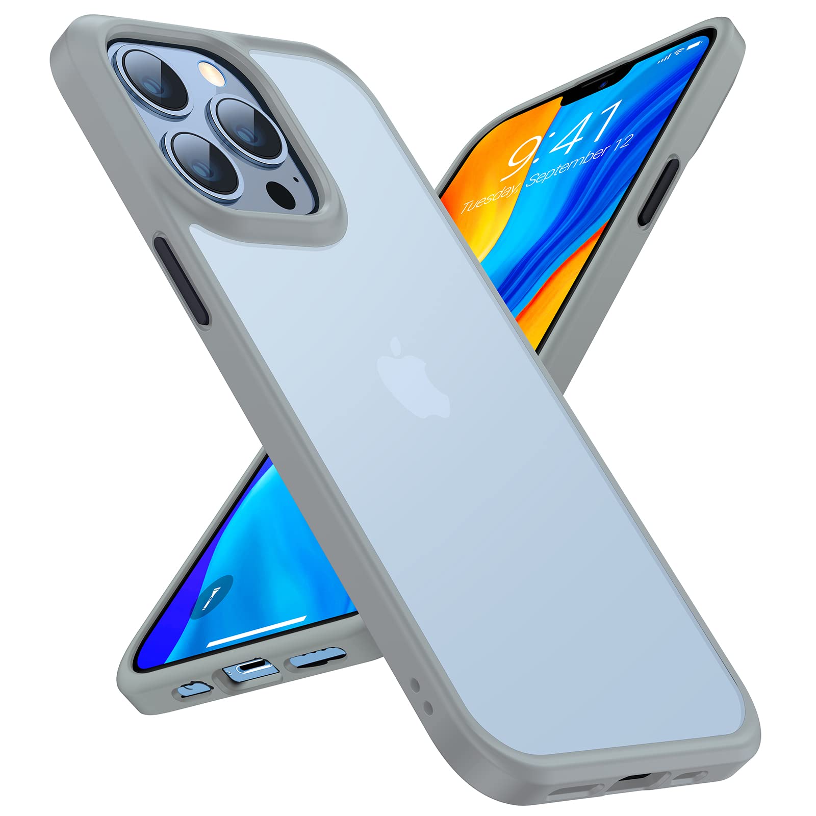 TORRAS Shockproof iPhone 13 Pro Max Case - Military Grade Drop Protection, Slim Matte Finish, Translucent Gray Cover | Perfect for Outdoor Adventures, Work & Daily Protection