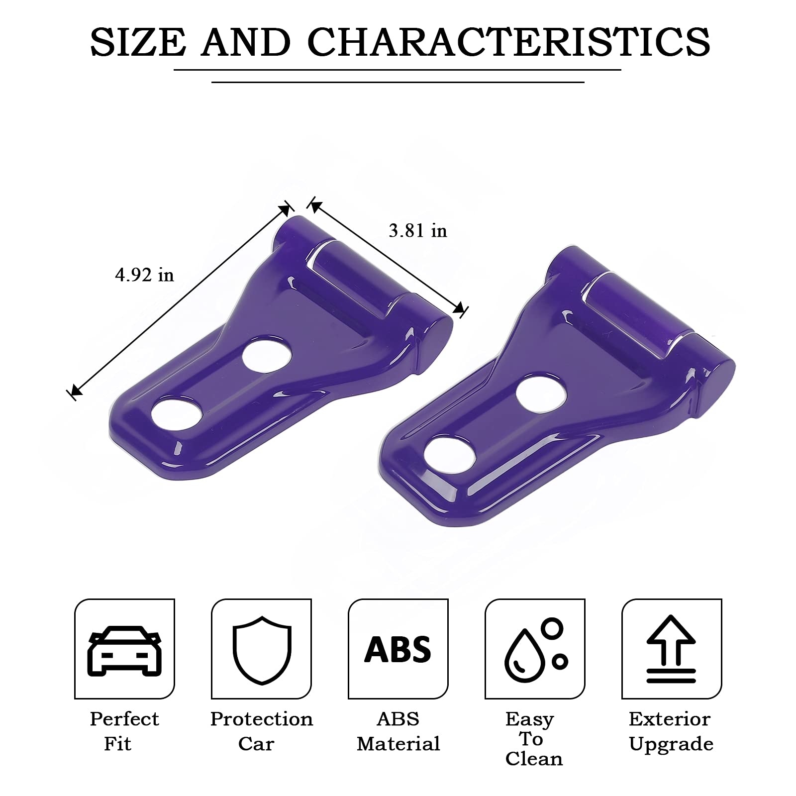 Jeep Wrangler JL JLU & Gladiator JT Hood Hinge Cover (2018-2023) - Purple Exterior Decoration Accessory Kit | Off-Road Protection & Custom Styling Upgrade