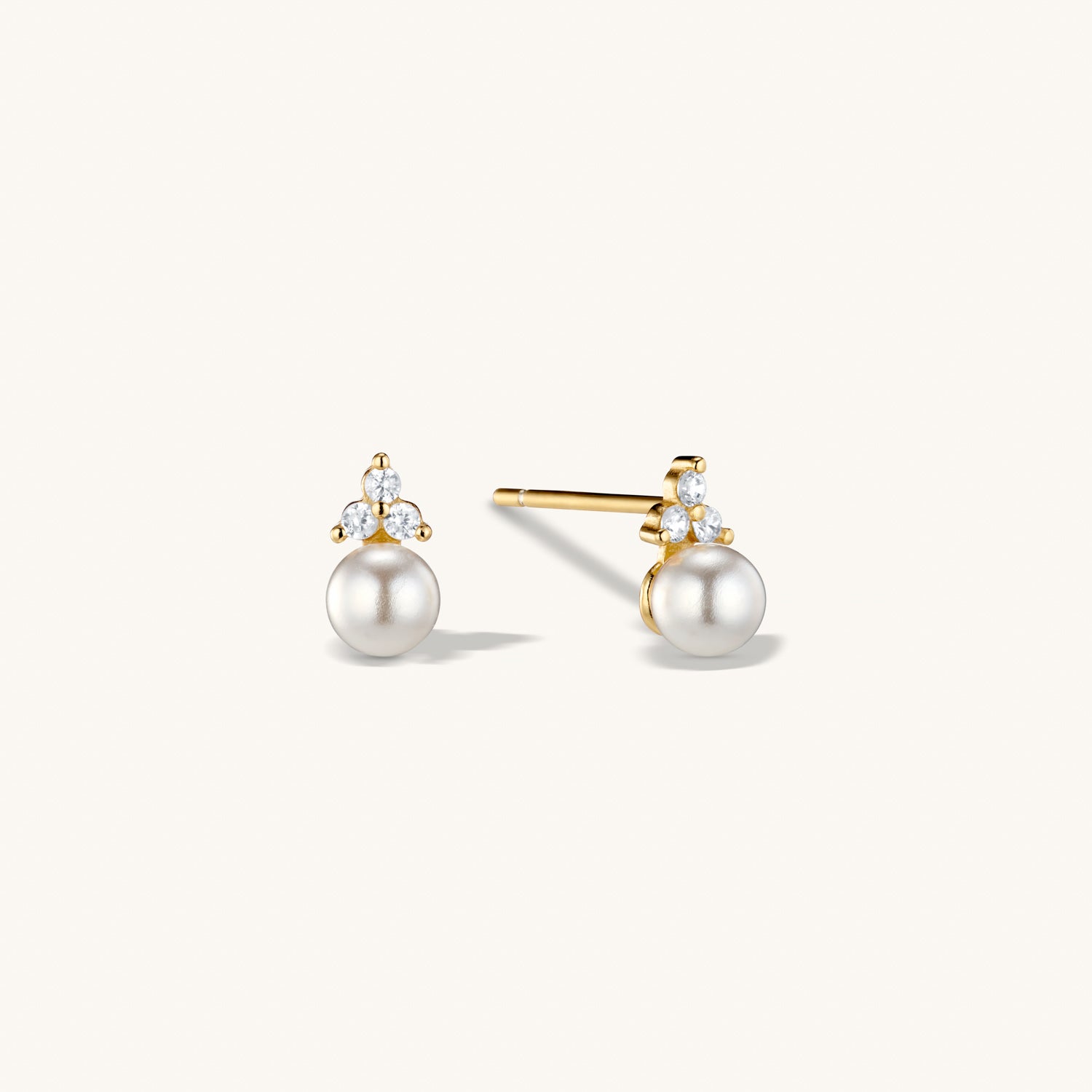 Gold Trinity Pearl Stud Earrings for Women - Elegant & Timeless Jewelry for Everyday Wear, Parties & Special Occasions