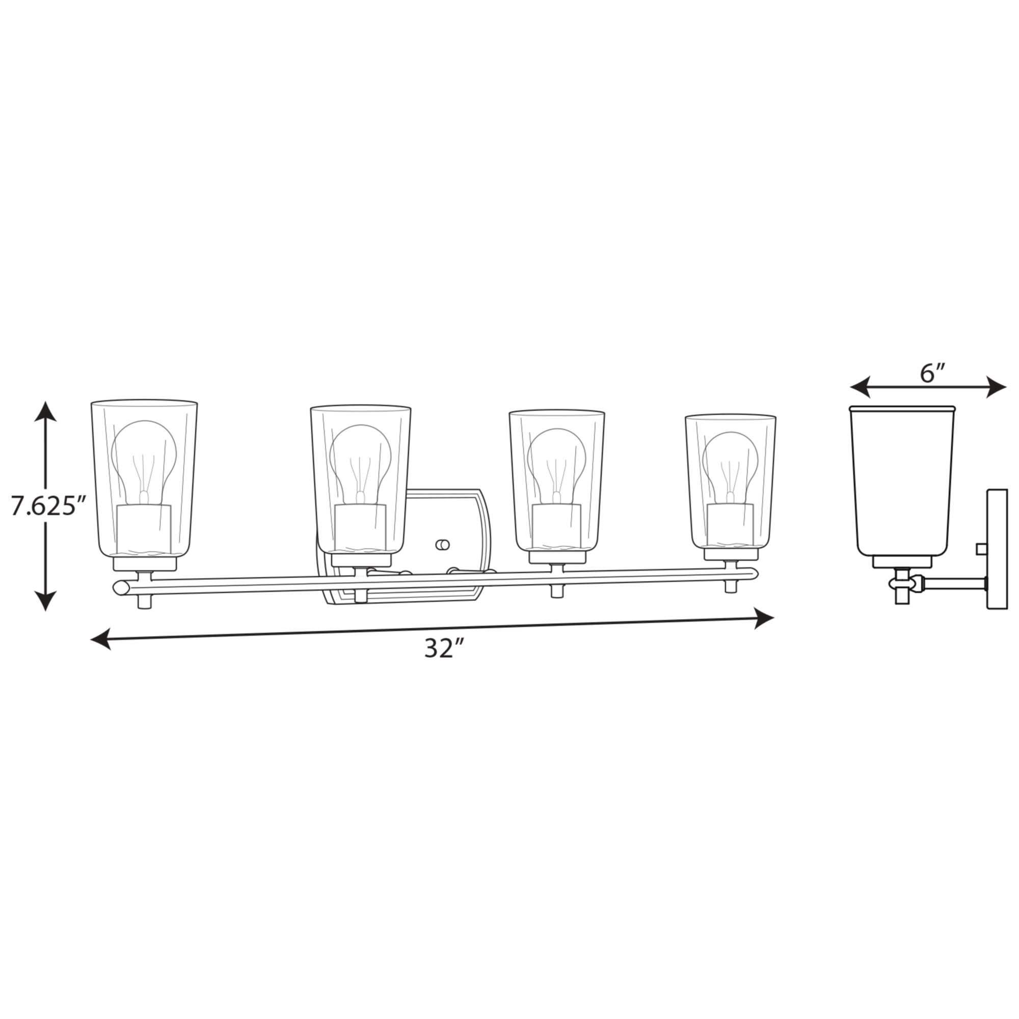 Progress Lighting Adley Collection 4-Light Black Traditional Bathroom Vanity Light - Perfect for Modern and Classic Bathroom Decor