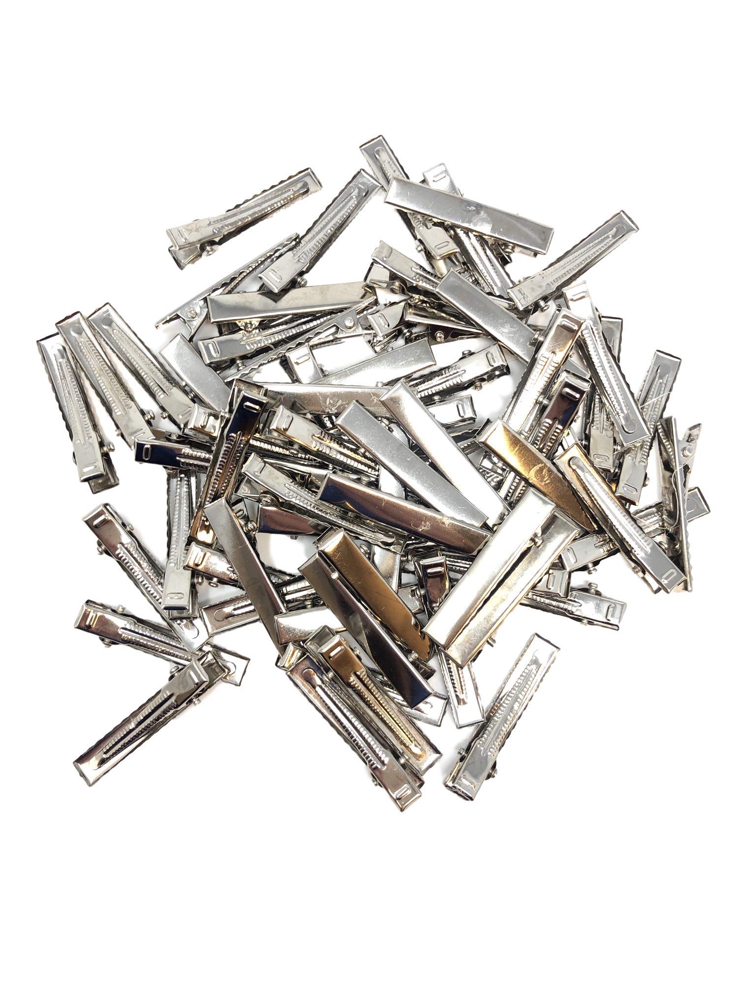 BANBERRY DESIGNS Silver Alligator Clips 100 Pack - 1.5 Inch Hair Clips for DIY Bows, Crafts & Hair Accessories - Perfect for Scrapbooking, Gift Wrapping & Party Decorations