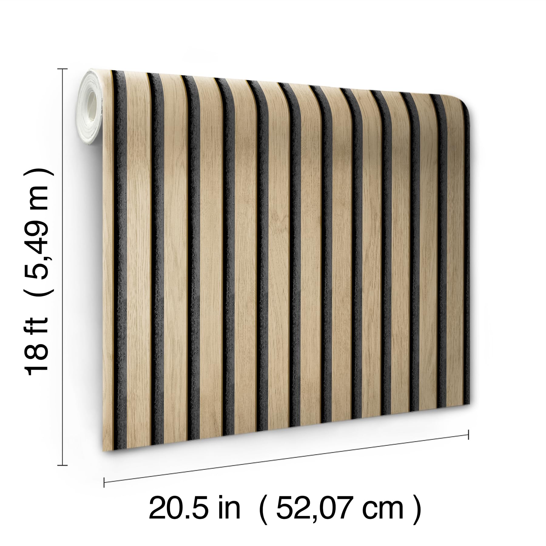 Self-Adhesive Oak Slat Wood Wallpaper - Peel and Stick Wooden Wall Panel for Bedroom, Living Room & Home Decor - Easy DIY Installation & Removable Backing