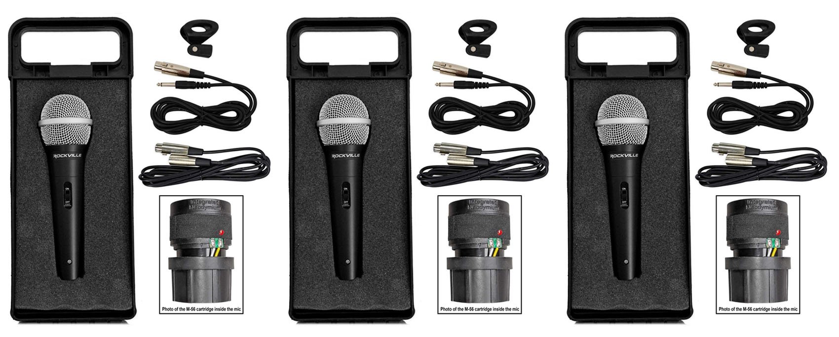 Rockville RMC-XLR Dynamic Cardioid Professional Metal Microphone with XLR Cable - Perfect for Studio Recording, Podcasting & Live Performances