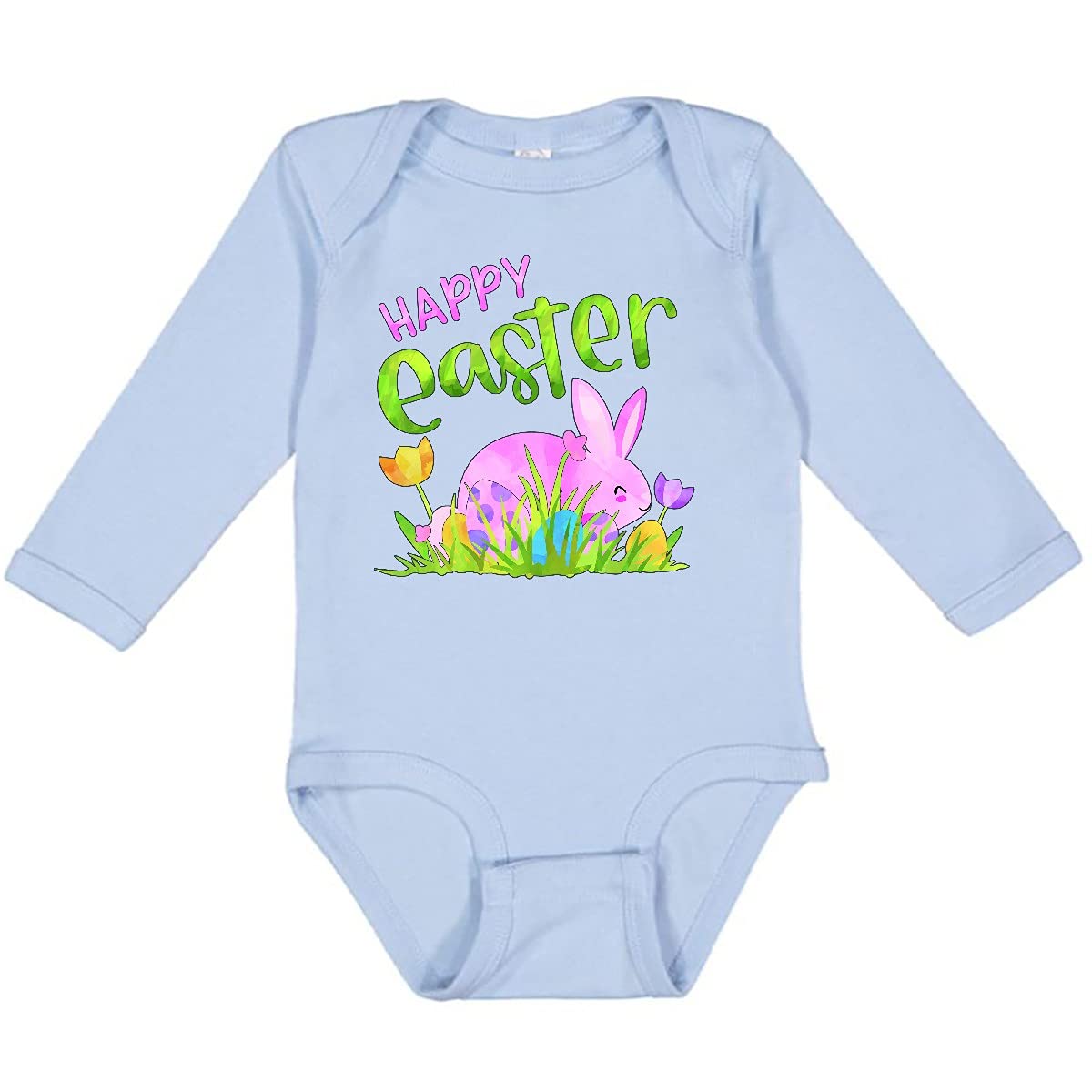 Happy Easter Bunny Creeper - Pink Long Sleeve for Baby Photos