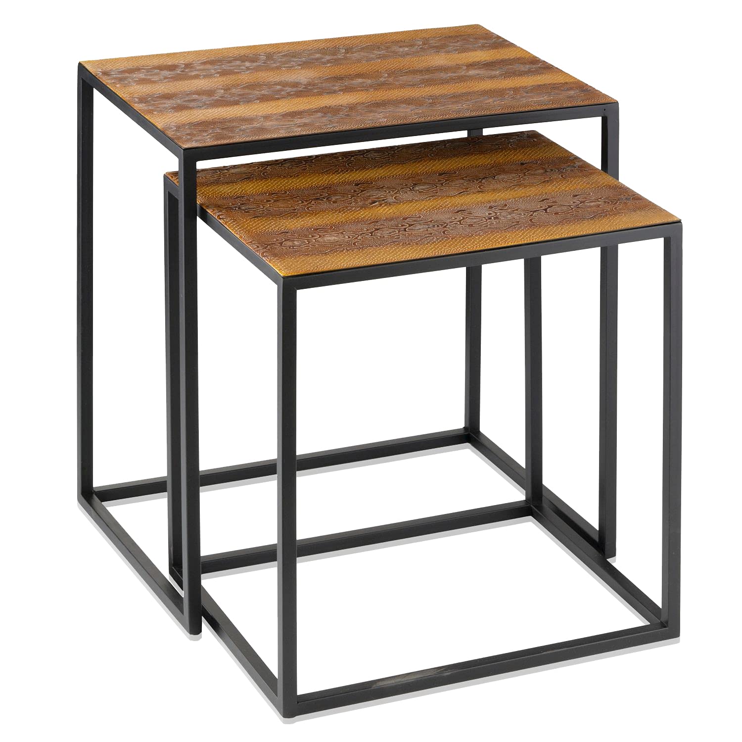 Modern Rattlesnake Faux Skin End Tables - Set of 2, Nesting Coffee Tables for Living Room with Realistic Finish | Perfect for Small Spaces, Home Decor & Western Style Interiors