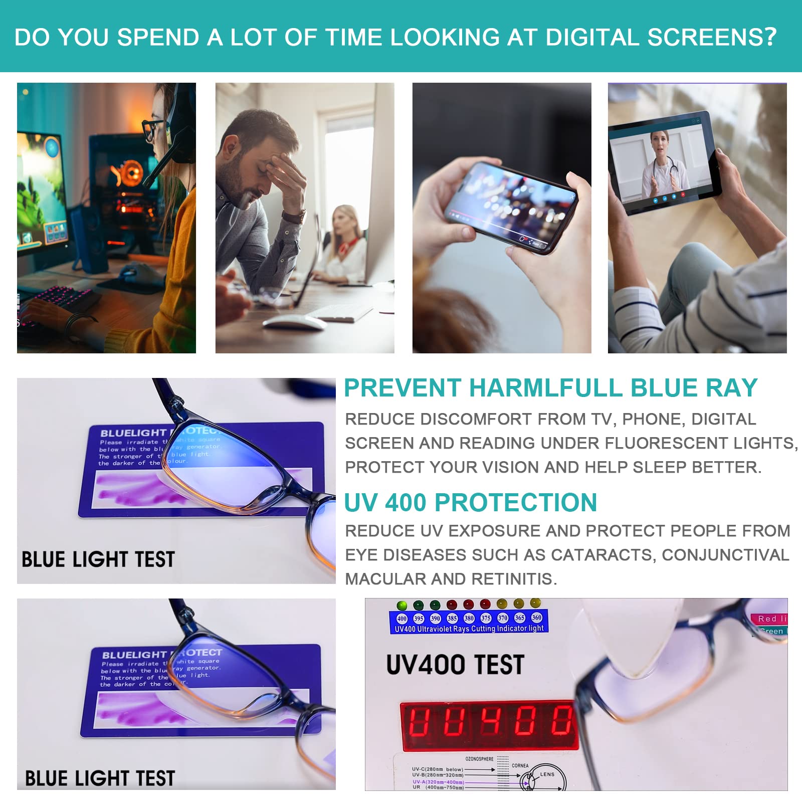 2 Pack Blue Light Blocking Reading Glasses for Women & Men - Lightweight TR90 Frame, Anti-Glare, UV Protection, Reduce Eye Strain (1.00 Strength) - Perfect for Computer Work, Reading & Screen Use