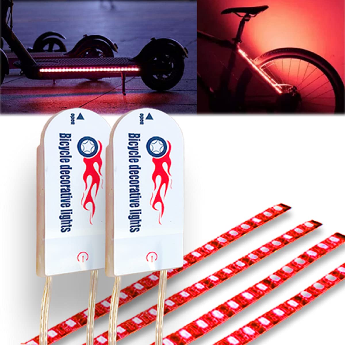 UCINNOVATE Waterproof LED Skateboard Lights - 2 Pack Red Underglow Lights for Longboards & Scooters with Spare Batteries | Night Riding Safety & Style Accessories