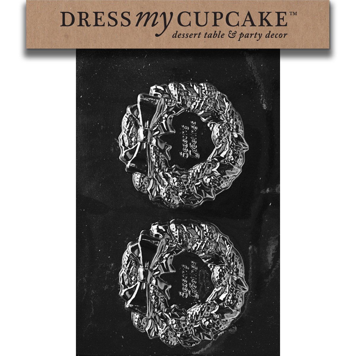 Christmas Chocolate Candy Mold for Cupcakes - Seasons Greetings Wreath Silicone Baking Mold | Perfect for Holiday Treats, DIY Desserts & Festive Party Decorations