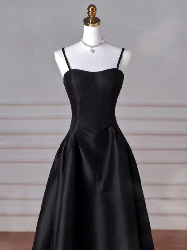 Elegant Black A-Line Satin Long Prom Dress for Women - Formal Evening Gown J4358 | Perfect for Homecoming, Prom Night, Wedding Guest & Special Occasions