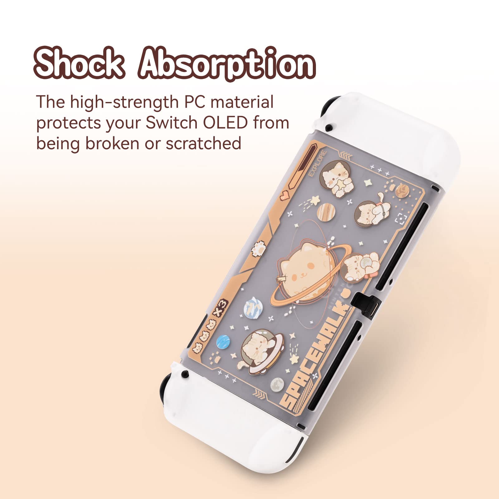 GeekShare Slim Protective Case for Nintendo Switch OLED & Joy-Con - Shockproof, Anti-Scratch Cover with Space Cat Design - Perfect for Travel, Gaming Parties & Everyday Protection