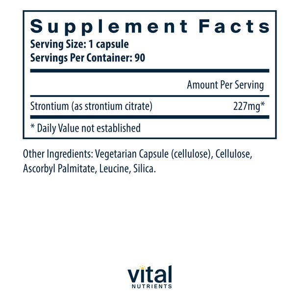 Vital Nutrients Strontium Citrate 227mg Supplement - Supports Bone Health & Strength - Ideal for Osteoporosis Prevention & Joint Care