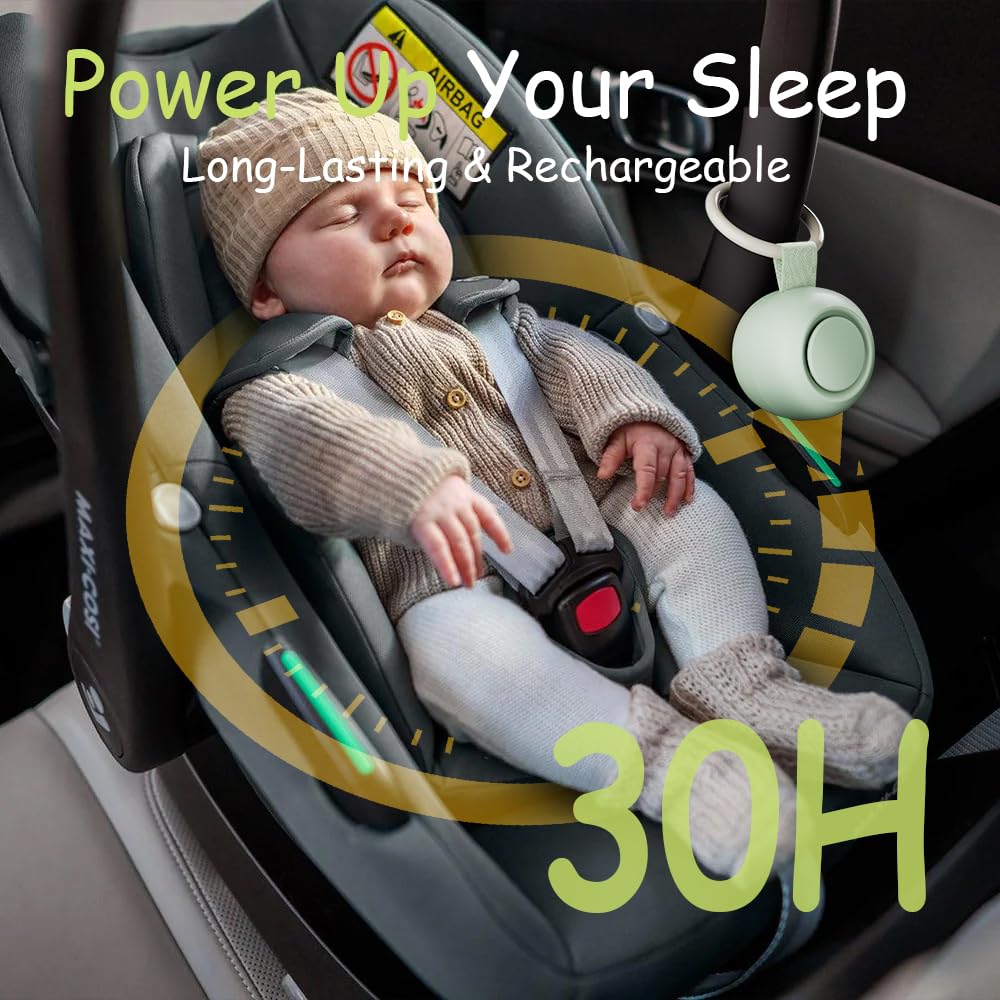 Portable White Noise Machine for Baby - 16 Soothing Sounds with Timer & Memory Function | Sleep Soother for Stroller, Car Seat & Travel | Perfect Baby Registry Gift (Mint Green) | Ideal for Nursery, Bedtime & On-the-Go Parenting
