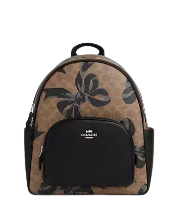 Coach Signature Canvas Court Backpack with Bow Print - Stylish & Durable Women's Backpack for Work, School & Travel