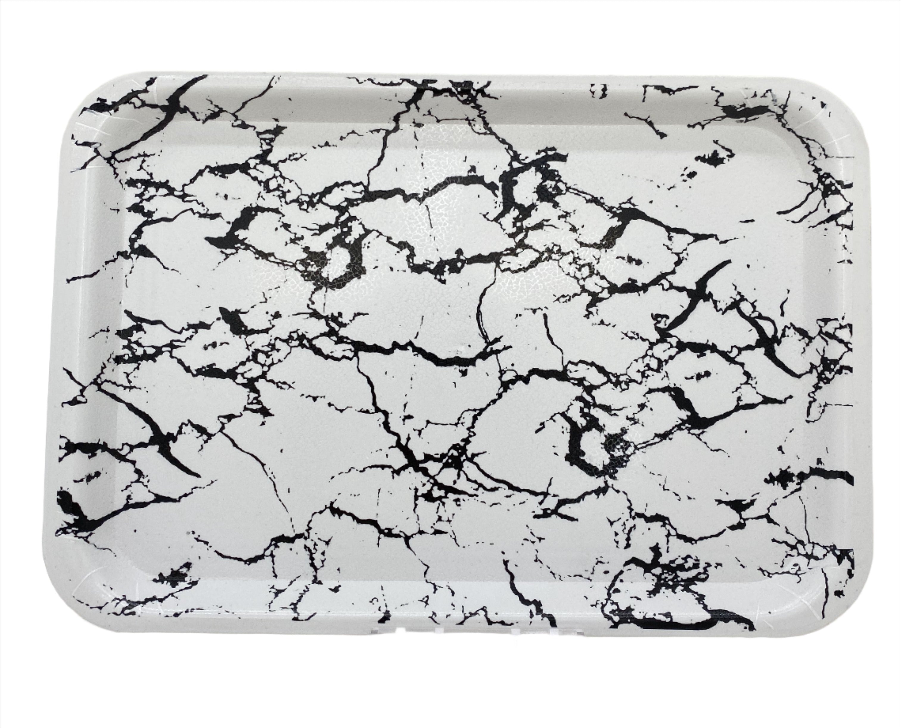 11.75x8 Inch Marble Design Plastic Tray - Durable Serving Tray for Parties, Dining, and Home Decor - Perfect for Food, Drinks, and Organizing Small Items