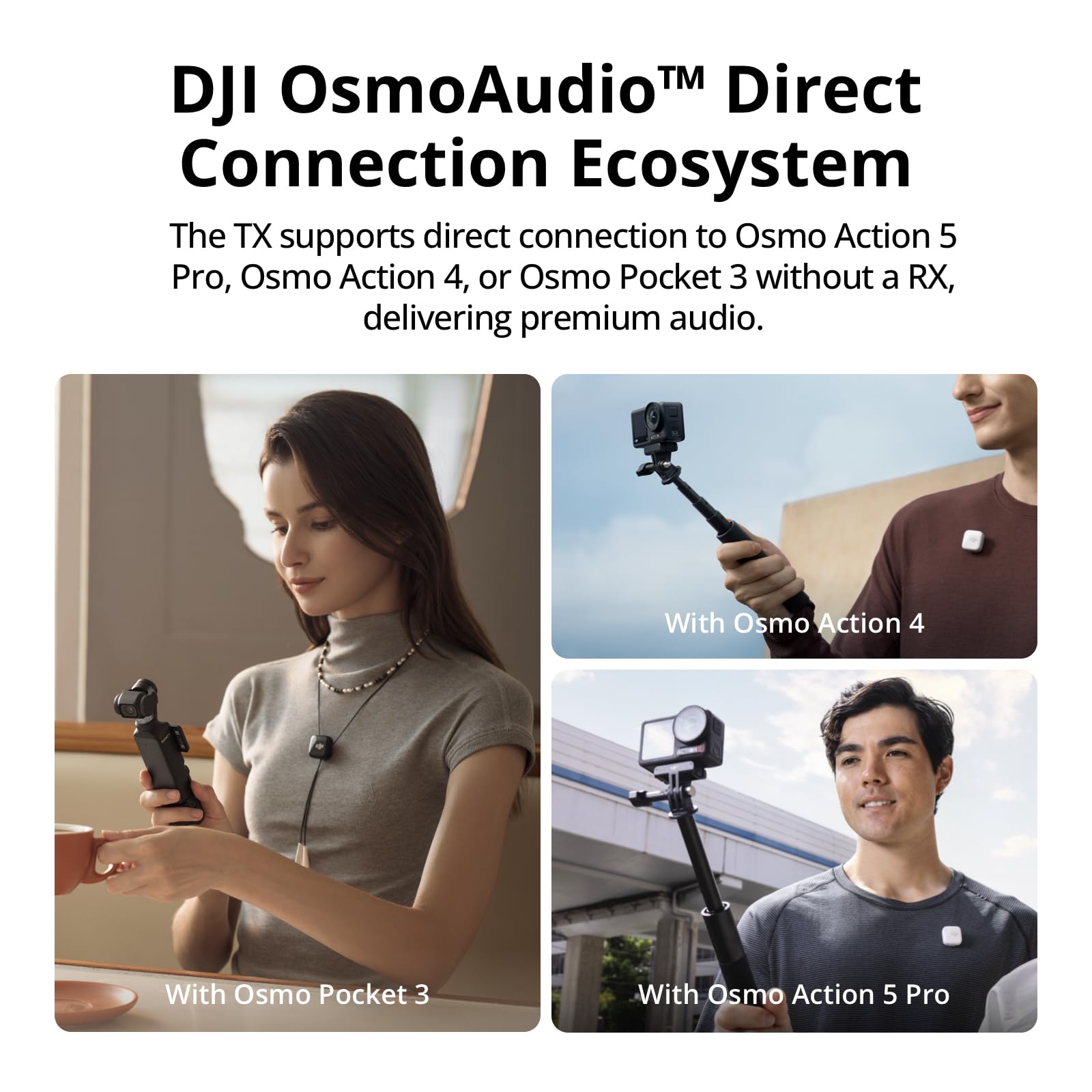DJI Mic Mini Wireless Microphone (Arctic White) - Ultra Lightweight Noise Cancelling Lavalier Mic for iPhone, Android, Camera - Perfect for Vlogging, Live Streaming & Content Creation