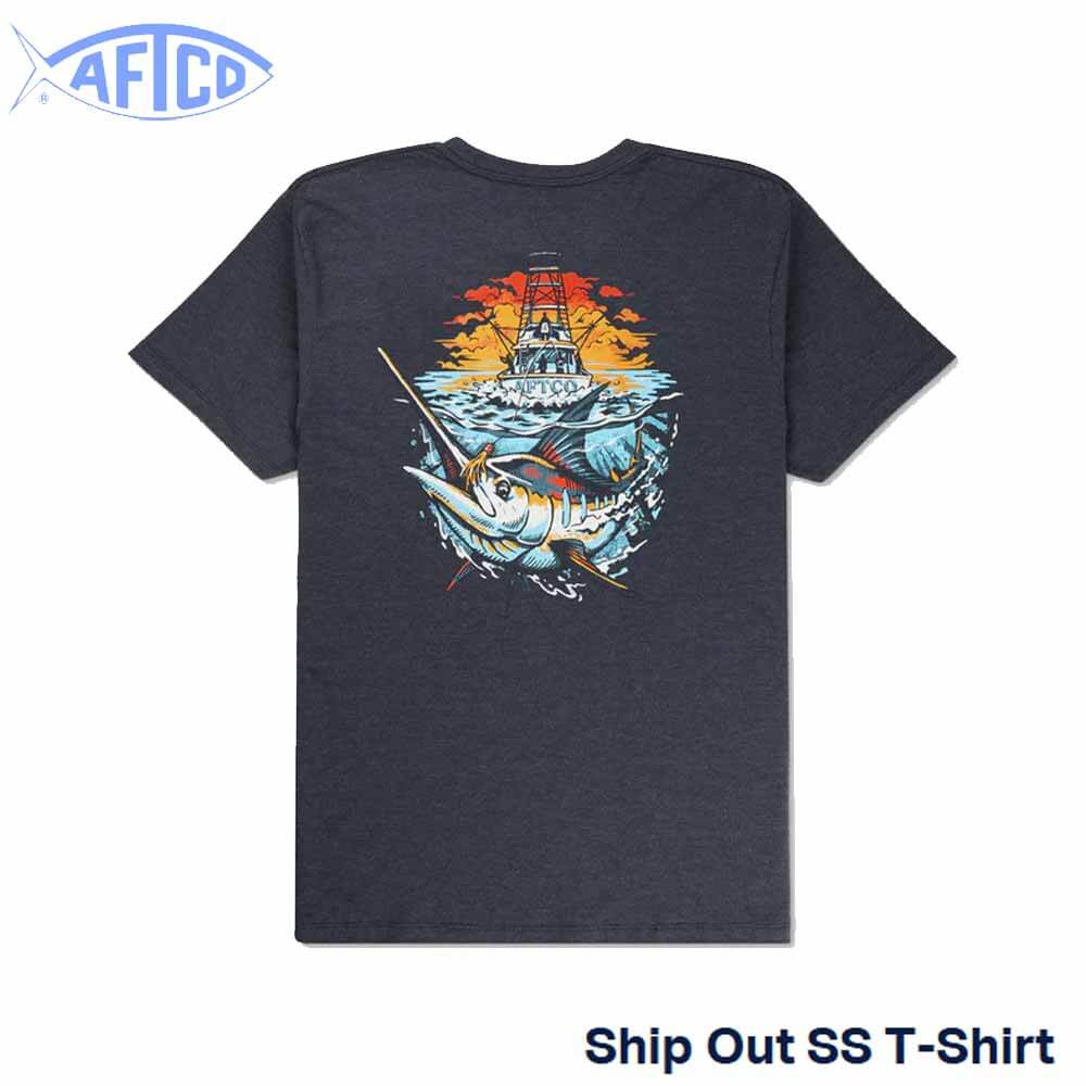 Aftco Charcoal Heather Fishing T-Shirt for Men - Comfortable Quick-Dry Performance Shirt for Boating, Fishing & Outdoor Activities