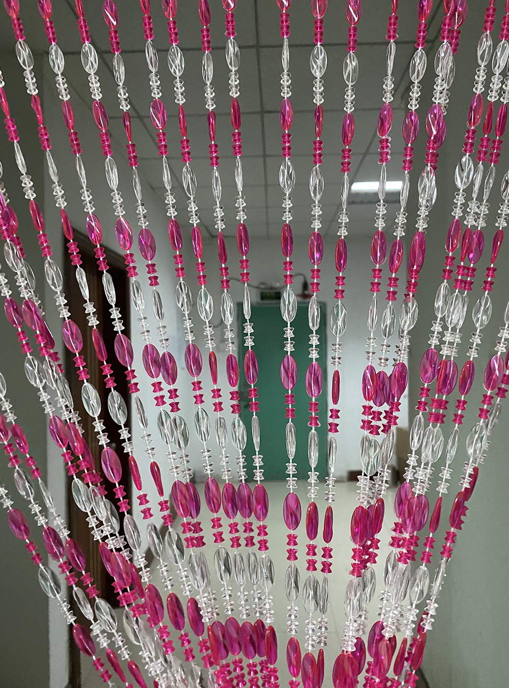 ZiDeTang Acrylic Beaded Door Curtain - Elegant Tassel Room Divider for Home Décor (Rose, 300cm x 250cm) - Perfect for Bedroom, Living Room, and Boho Style Interior Design