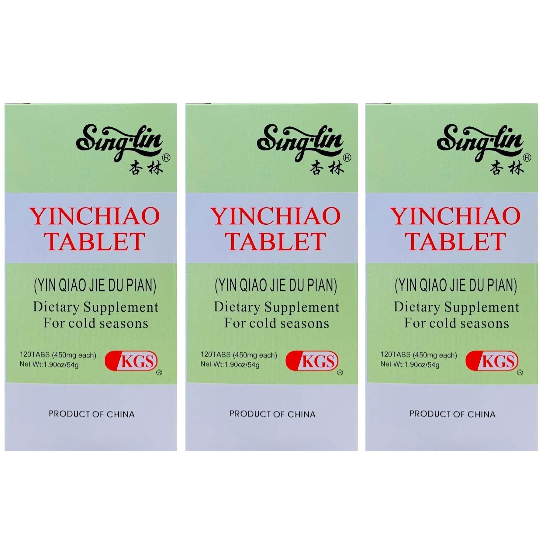 Yinchiao Herbal Tablets 450MG - Super Strength Cold & Flu Relief (120 Tablets, 3 Bottles) | Natural Immune Support for Winter & Seasonal Wellness