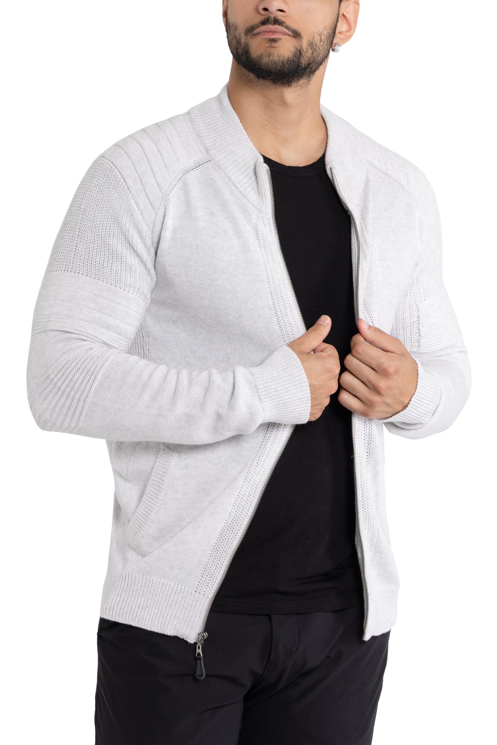X RAY Men's Slim Fit Zip Up Cardigan Sweater - Lightweight Knit Jacket for Spring & Fall (Big & Tall Sizes) | Casual Office Wear & Layering Essential