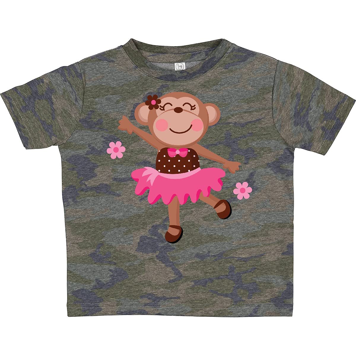 Inktastic Ballerina Dance Monkey Toddler T-Shirt - Cute Ballet & Animal Print Tee for Girls - Perfect for Dance Class, Playdates & Birthday Gifts