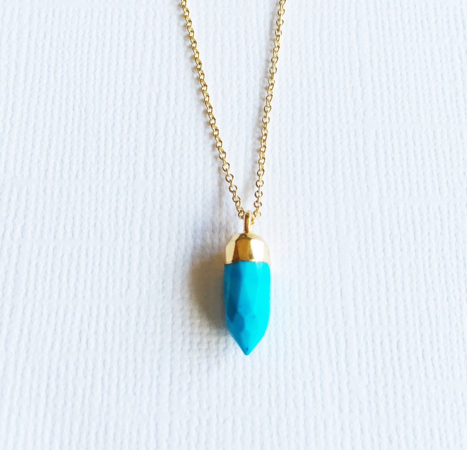 Turquoise Spike Necklace (N212) - Bohemian Style Jewelry for Women, Handmade Beaded Pendant for Casual & Festival Wear