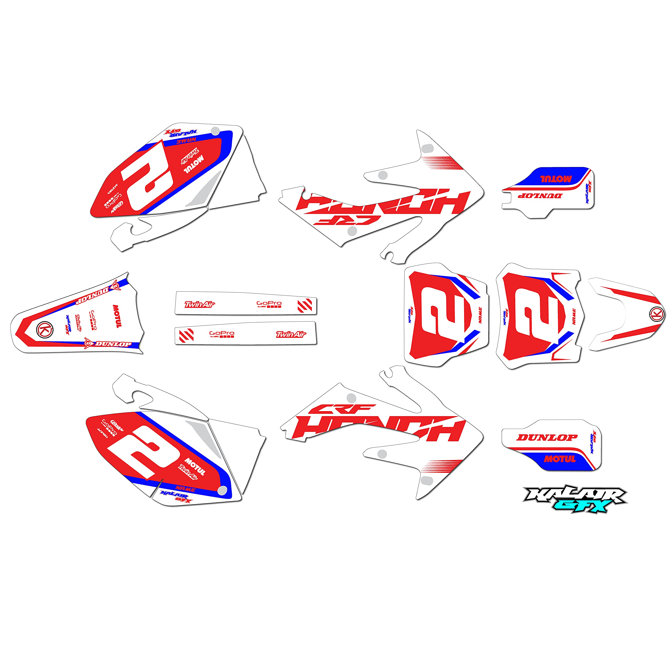 Honda CRF250R (2004-2005) Flight Series White 21 Mil Dirt Bike Graphics Kit - High Quality Motorcycle Stickers & Racing Decals for Motocross, Pit Bike & Off-Road Accessories - Perfect for Track Racing, Trail Riding & Custom Bike Styling